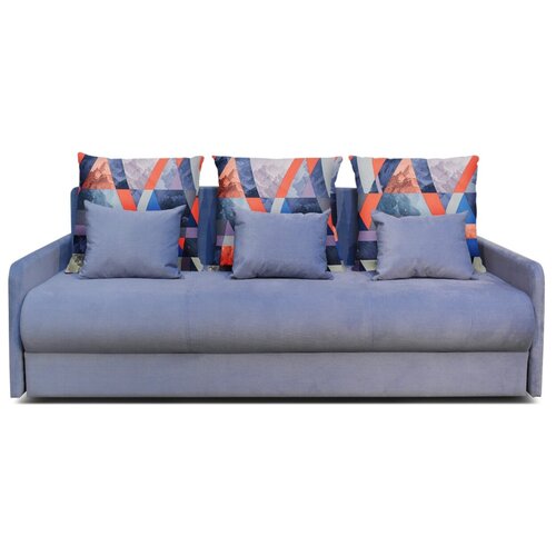Прямой диван Авила 212х105х92 см, механизм еврокнижка, серо-голубой велюр