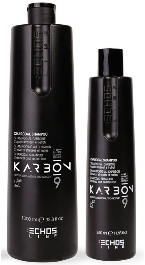 ECHOS LINE Угольный шампунь для волос, страдающих от химических процедур и стресс-факторов / Charcoal Shampoo, 350мл