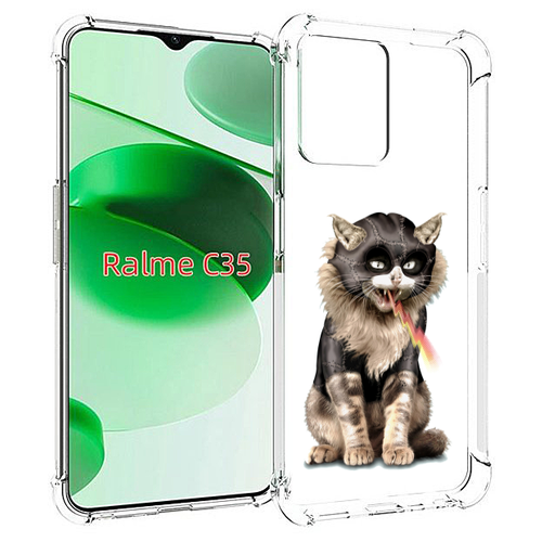 Чехол MyPads дьяволский кот для Realme C35 / Narzo 50A Prime задняя-панель-накладка-бампер