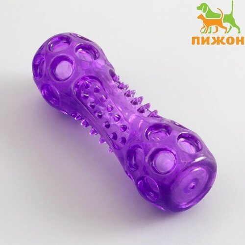 Игрушка-палка из термопластичной резины с утопленной пищалкой, фиолетовая 1 шт