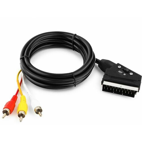 Набор из 3 штук Кабель аудио/видео Cablexpert CCV-519-001, SCART / 3xRCA, с переключателем направления сигнала, 1,8 м кабель соединительный 2м buro scart 3xrca черный bsc005 2 817210