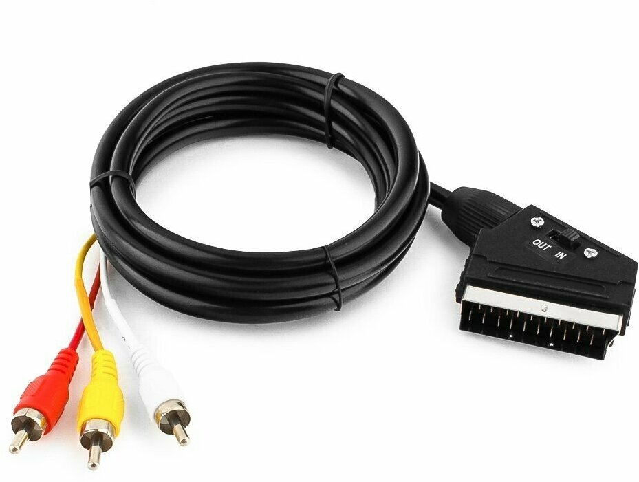 Набор из 3 штук Кабель аудио/видео Cablexpert CCV-519-001, SCART / 3xRCA, с переключателем направления сигнала, 1,8 м