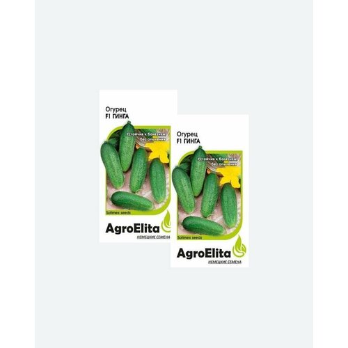 Семена Огурец Гинга F1, 0,3г, AgroElita, Satimex(2 упаковки) семена редис суперстар 2 0г agroelita satimex 3 упаковки
