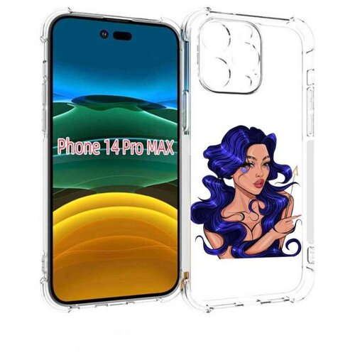Чехол MyPads красивая-девушка-с-синими-волосами женский для iPhone 14 Pro Max задняя-панель-накладка-бампер