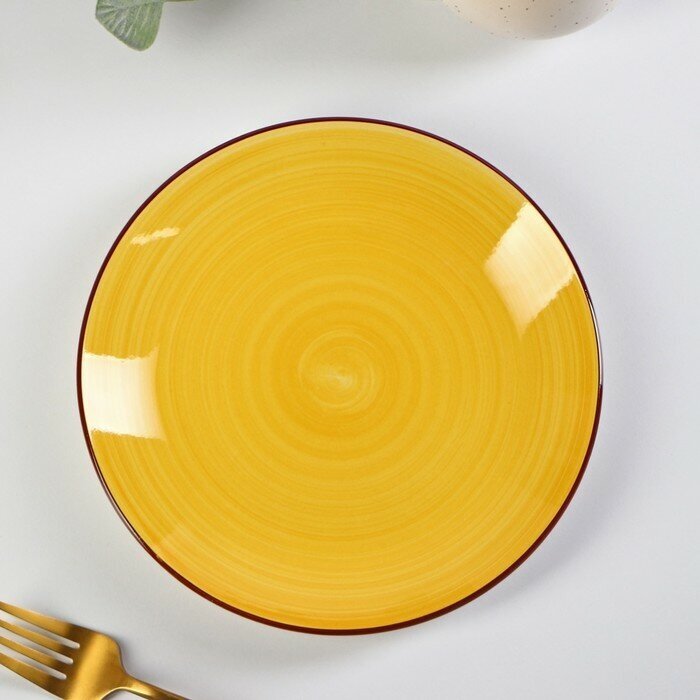 Тарелка керамическая десертная Доляна «Морской мир» d=19 см цвет жёлтый