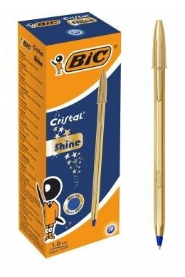 Ручка BIC шариков. Cristal Gold (9213401) золотистый d=0.32мм син. (1шт)