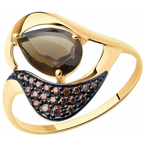 фото Золотое кольцо sokolov 714667 с фианитом и раухтопазом diamant-online