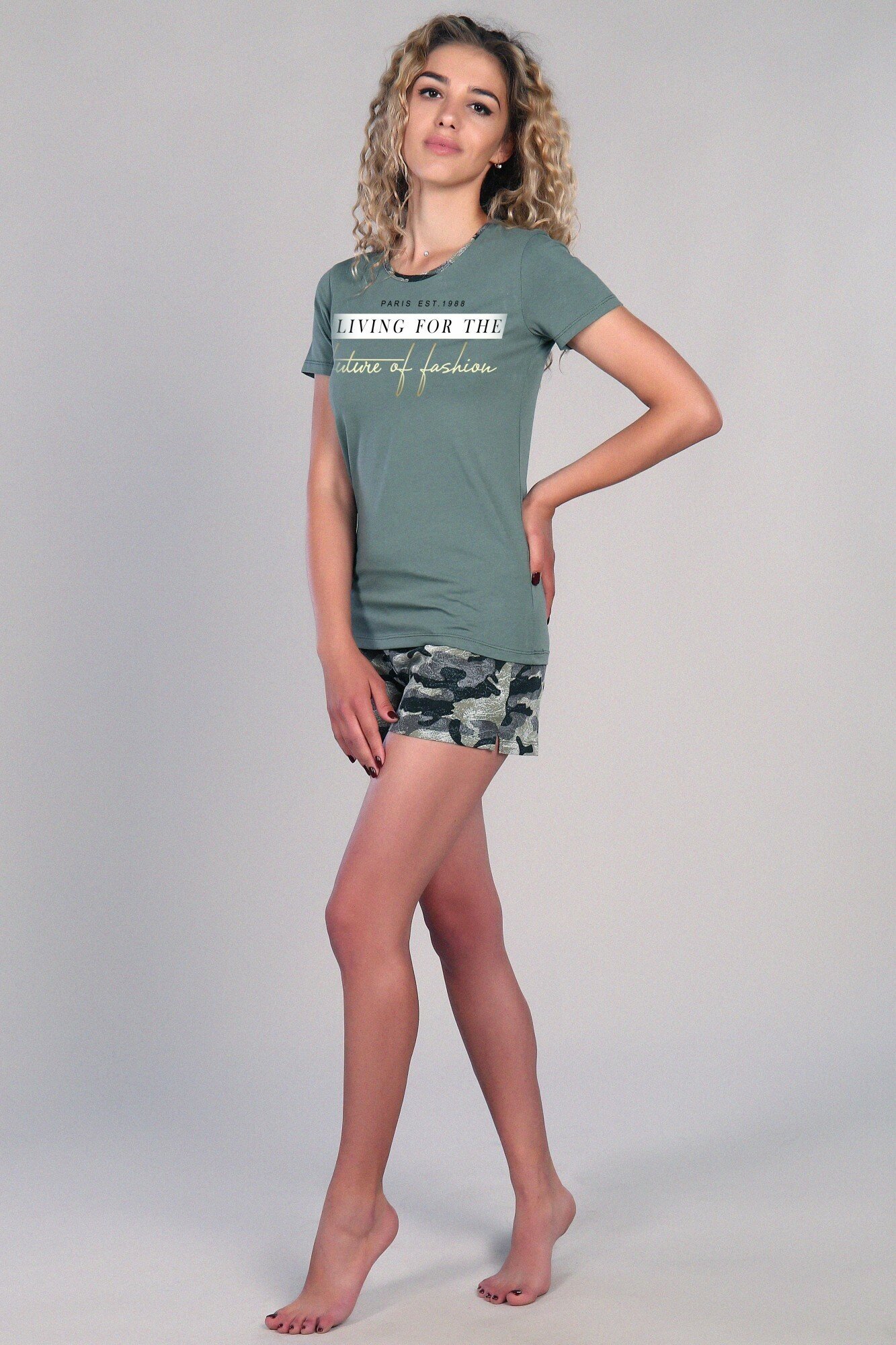 Женский костюм с футболкой и шортами, для спорта, для дома ,NINEL - фотография № 2