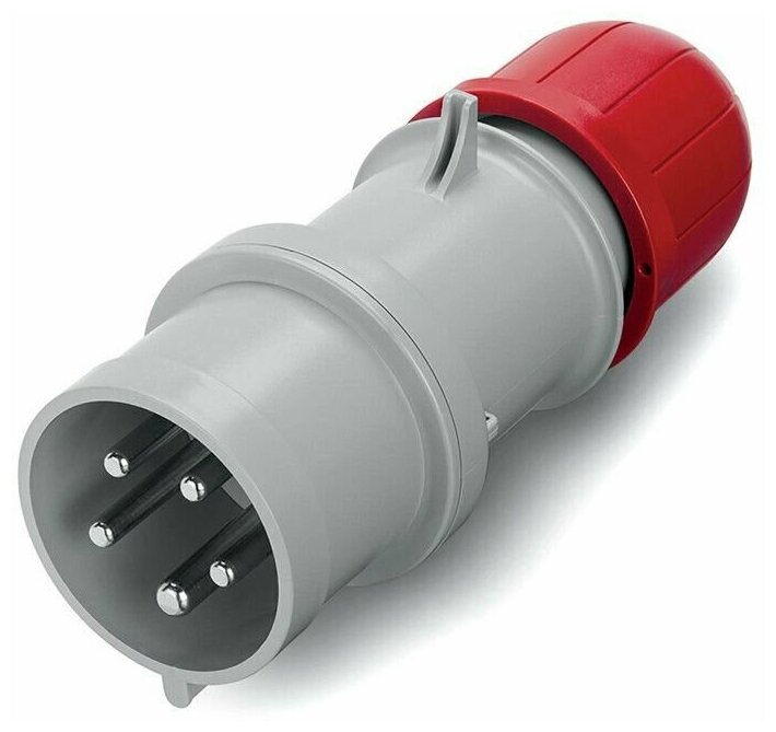Вилка электрическая кабельная переносная (3P+E+N) ДКС серия Quadro DIS2131637, 16A IP44 400 В (50+60 Гц), красная