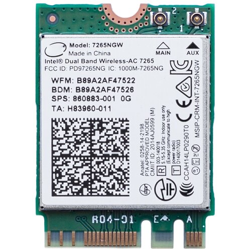 Адаптер Wi-Fi 7265NGW Dual Band 2.4/5 ГГц адаптер wifi intel dual band wireless n 7260 mini pci e half size b g n 300 mbit s 2 4 5 ghz 7260hmw nb