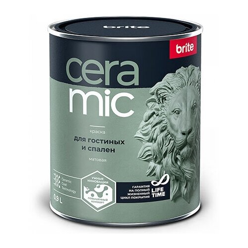 BRITE CERAMIC краска для гостиных и спален, матовая, база С (0,9л)