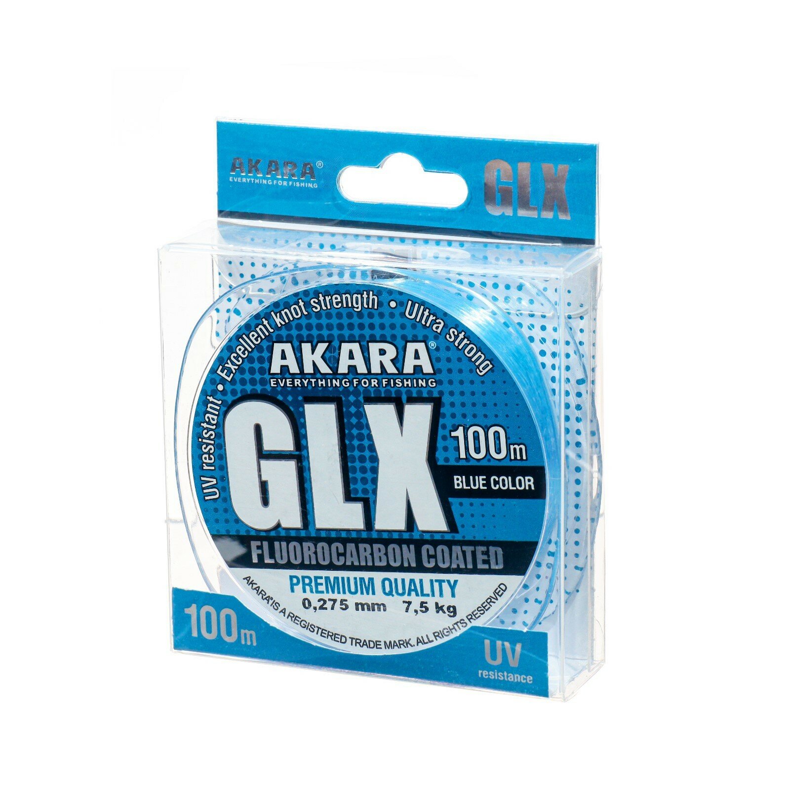 Akara Леска Akara GLX Premium Blue, диаметр 0.25 мм, тест 6.35 кг, 100 м, голубая