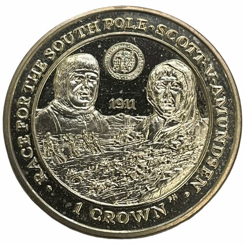 Фолклендские острова 1 крона 2007 г. (Путешествие к Южному полюсу) (Ag) (Proof) клуб нумизмат монета крона фолклендских островов 2007 года серебро роберт баден