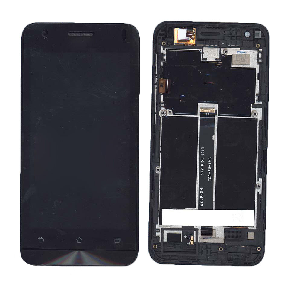 Дисплей (экран) в сборе с тачскрином для Asus ZenFone C ZC451CG черный с рамкой / 854х480