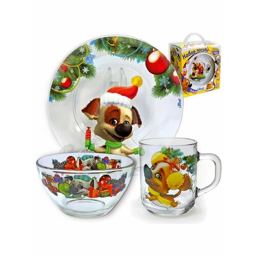 Набор детской посуды Белка и Стрелка на Новый год 999₽