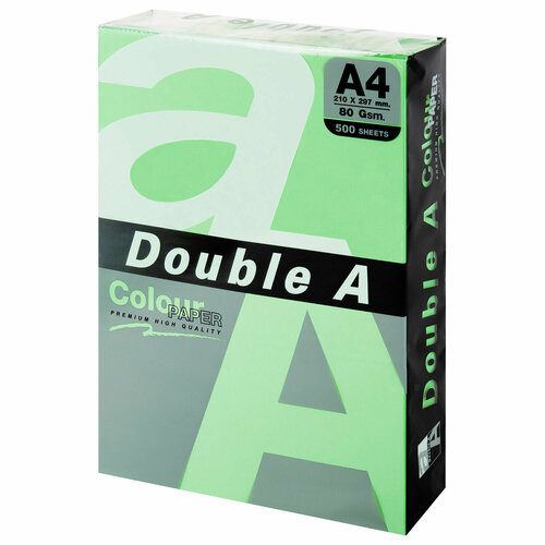Бумага цветная DOUBLE A, А4, 80 г/м2, 500 л, пастель, зеленая
