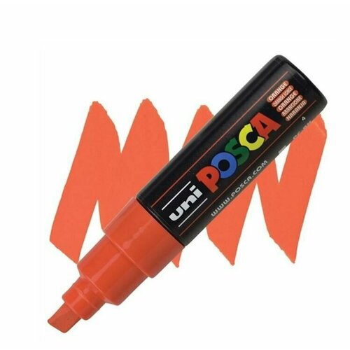 маркер posca pc 8k флуоресцентно жёлтый до 8 0 мм скошенный наконечник f2 Маркер POSCA PC-8K, флуоресцентно-оранжевый, до 8.0 мм, скошенный наконечник