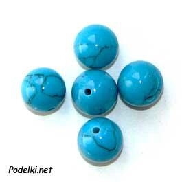 Натуральная бусина Бирюза голубая 0003307 шарик 10 мм, цена за 10 шт.
