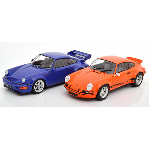 Porsche 911 rsr and 911 (964) rs set with 2 modelcars orange black and blue