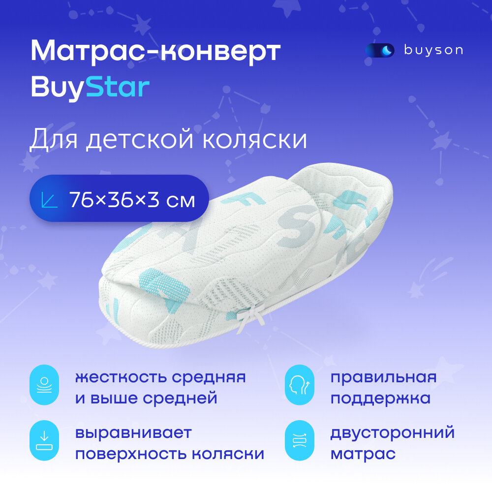 Матрас конверт в коляску buyson BuyStar для новорожденных, 76x36 см