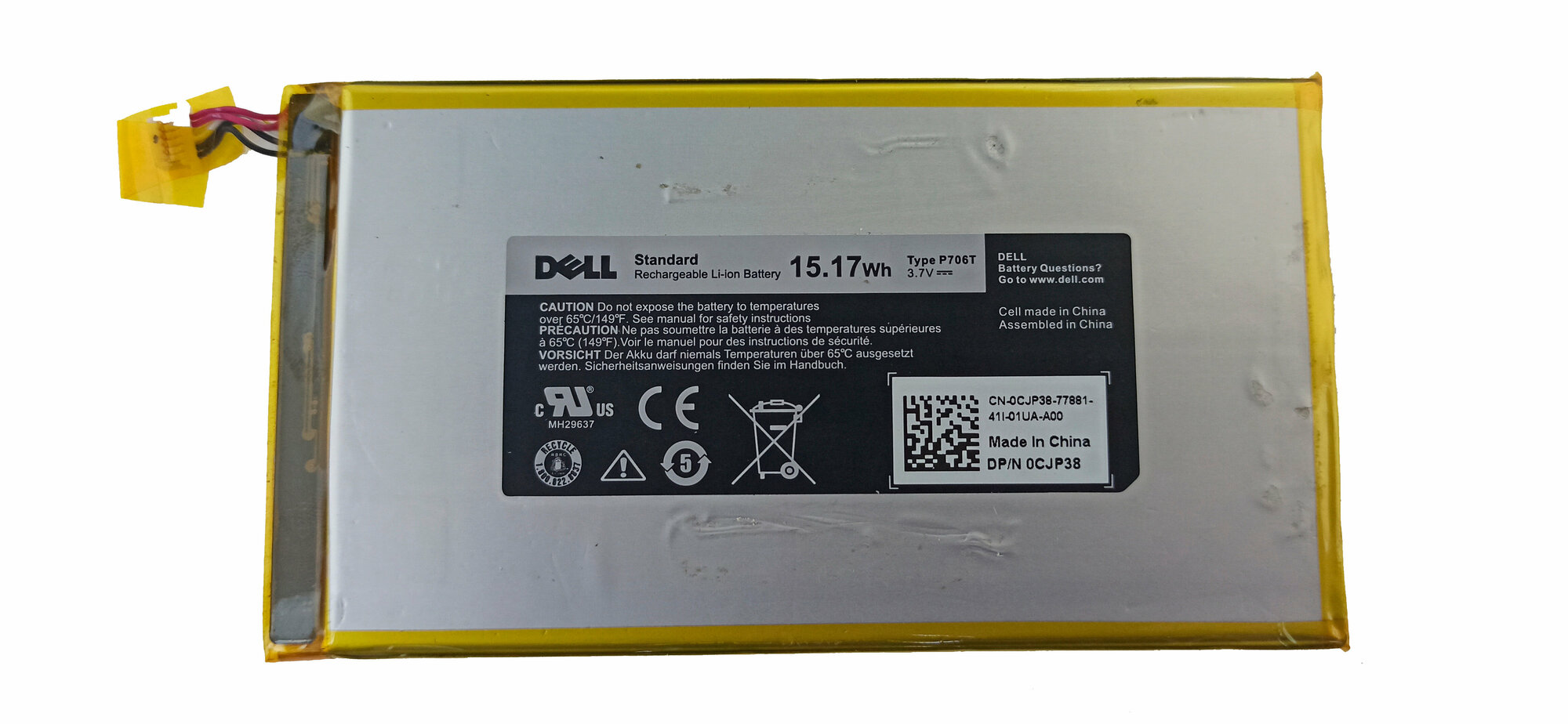 АКБ для планшетного ПК Dell Venue 7 [P706T] 3500mAh, 3.7V (6 pin) Б/У