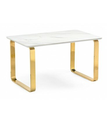 фото Керамический стол Селена 4 180х90х77 белый мрамор / золото