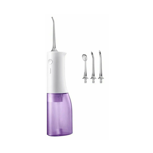 Ирригатор для зубов Soocas с 4 насадками фиолетового цвета