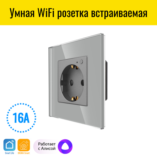 Умная WiFi розетка встраиваемая Smart Aura. Работает с Алисой