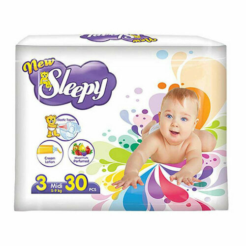 Детские подгузники NEW SLEEPY ECO PACK BABY DIAPER NO.3 (4-10 кг) 30 шт/уп (6 pack in bale)