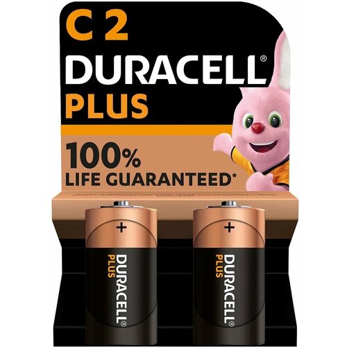 Батарейка Duracell Plus C/LR14, 2 шт.