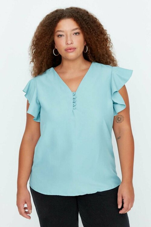 Блуза  TRENDYOL, размер 54, зеленый