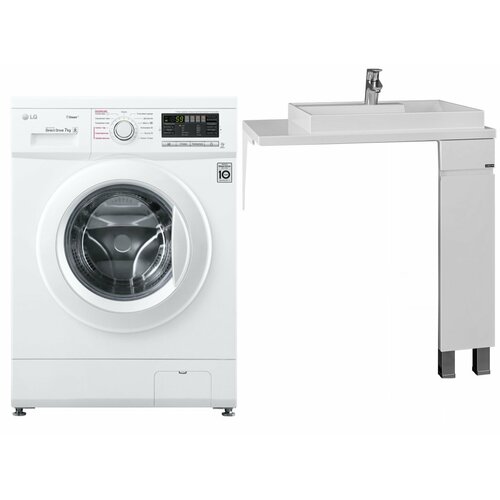 Стиральная машина под раковину LG F1296 HDS0 с раковиной Юпитер 80 правый над стиральной машиной 5605000₽