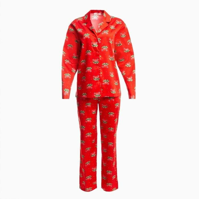 Пижама новогодняя женская KAFTAN Машинки, цвет красный, размер 44-46 - фотография № 7