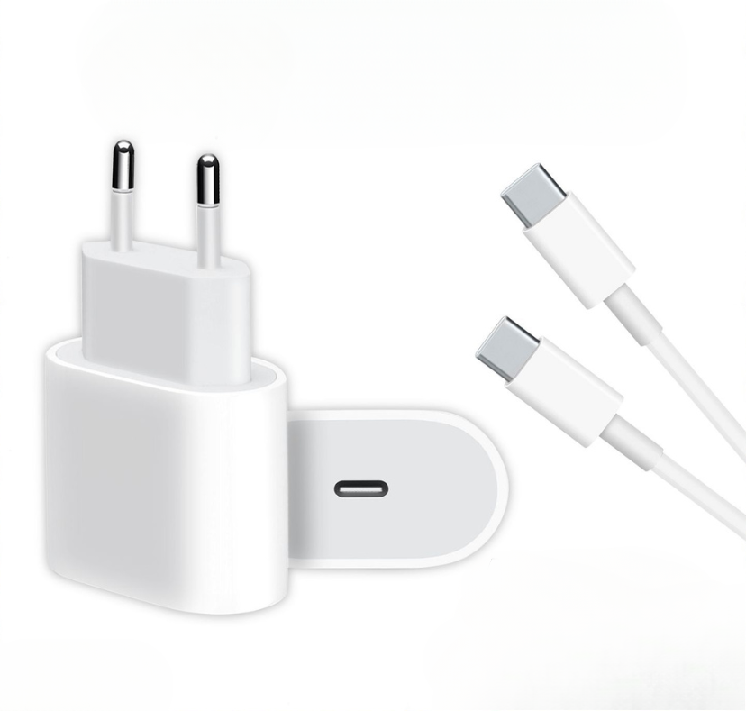 Быстрая зарядка для iPhone 15 / iPhone 15 Plus / iPhone 15 Pro / iPhone 15 Pro Max / iPad / AirPods / Зарядное устройство 25W + кабель USB Type-C