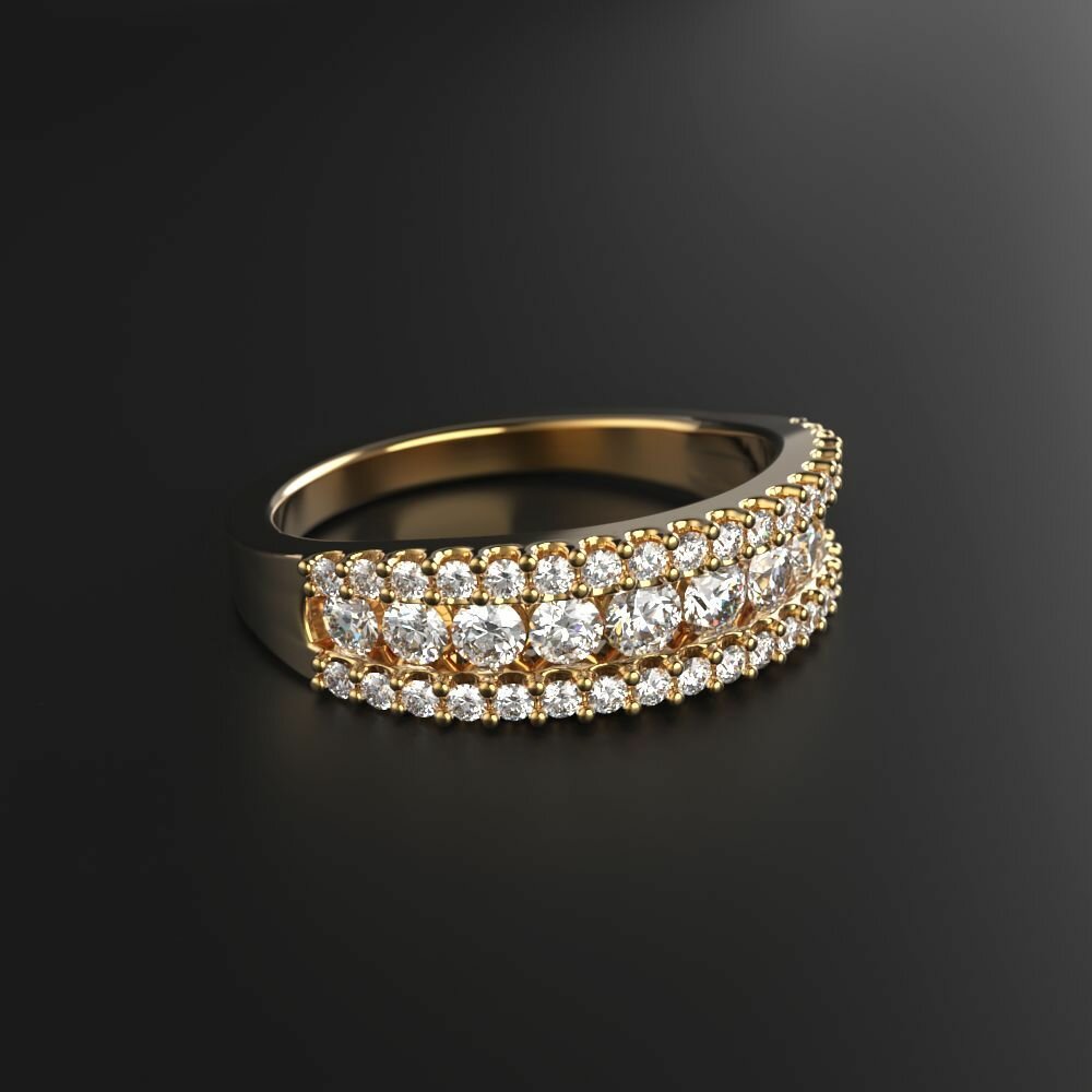 Кольцо обручальное Constantine Filatov кольцо-дорожка с бриллиантами, желтое золото, 585 проба, бриллиант