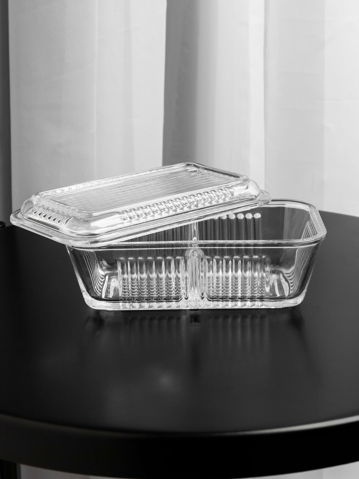 фото Масленка менажница стеклянная с крышкой 480 мл