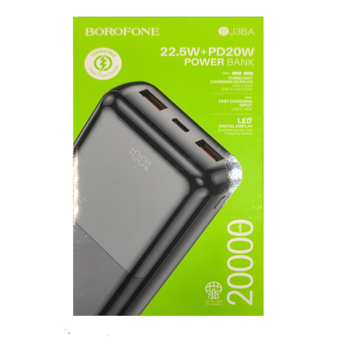 Повербанк Borofone 20000 mAh / Внешний аккумулятор BJ36A / Черный
