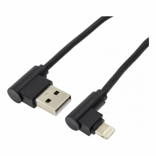 Дата-кабель USB-Lightning (2.4 А) 1 м, черный, Длина: 1 м дата кабель j10 usb lightning 1 м черный