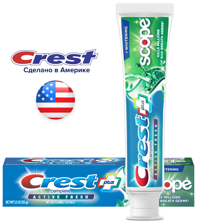 Зубная паста Crest Complete Active Fresh, отбеливающая с активной защитой от зубного камня