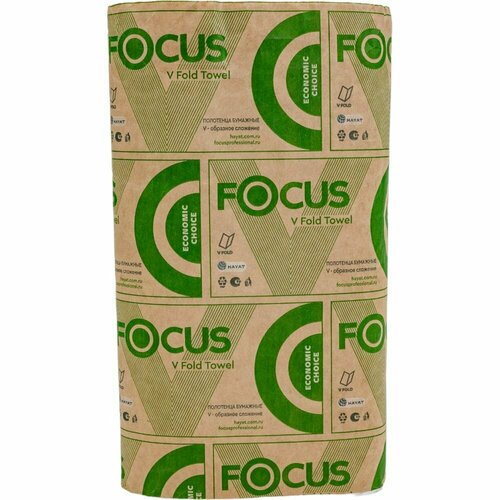 Focus Полотенце бумажное листовое 1-сл V-сложения ECO белое H-5049978 полотенце бумажное hayat focus jumbo 1 сл 280 м в рулоне с центр вытяжением н195хd180 мм 1 шт