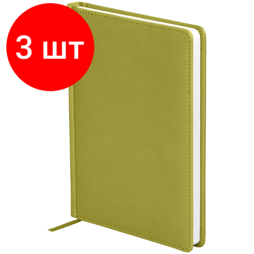 Комплект 3 шт, Ежедневник недатированный, А5, 136л, кожзам, OfficeSpace Winner, оливковый комплект 2 шт ежедневник недатированный а5 136л кожзам officespace winner салатовый