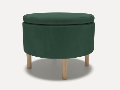 Изображение товара Пуф Soft Element Кай Green, велюр, натуральный цвет опор, круглый, зеленый, 1 шт