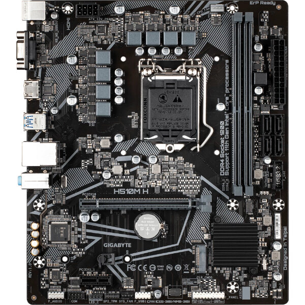 Материнская плата Gigabyte Soc-1200 H510M H, 2xDDR4-3200, D-SUB+HDMI, 1xPCI-Ex16, 1xPCI-Ex1, 4xSATA3, 1xM.2(SATA), 8 Ch Audio, GLan, (4+2)xUSB2.0, (2+