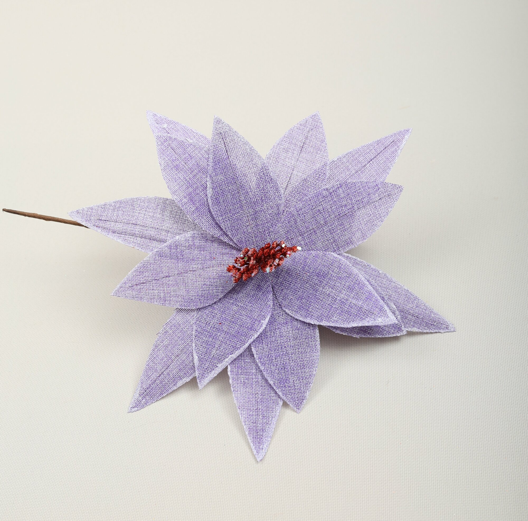 Цветок искусственный декоративный новогодний, d 32 см, цвет сиреневый