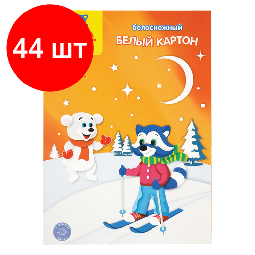 Комплект 44 шт, Картон белый А4, двуст, Мульти-Пульти, 7л, мелованный, в папке, Приключения Енота