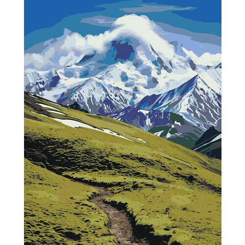 Картина по номерам Пейзаж гора Эльбрус в снегу под облаком картина по номерам вид на горы 40x50 холст на подрамнике живопись рисование раскраска пейзаж