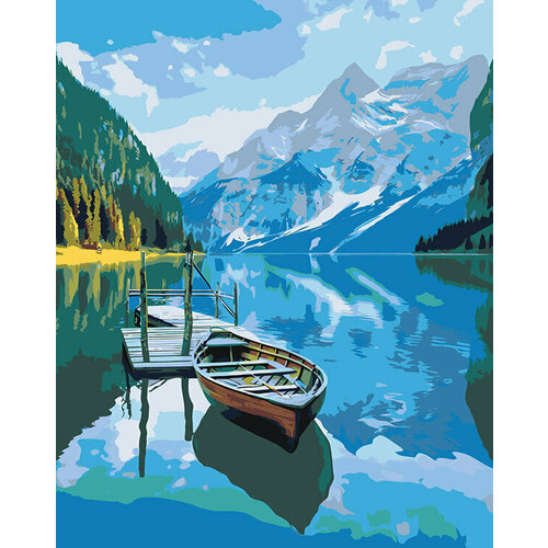 Картина по номерам Природа пейзаж с лодкой на горном озере картина по номерам на холсте природа рыбки в озере пейзаж природа 12610 в 30x40