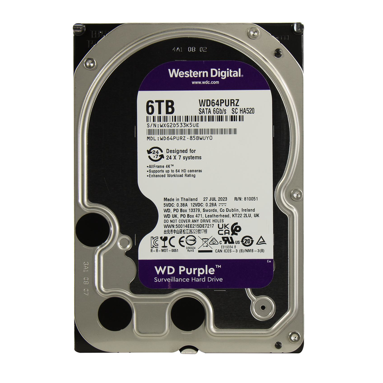 Жесткий диск HDD Western Digital Purple WD64PURZ 6144 Гб