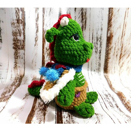 Дракончик Гоша, символ 2024 года, цвет зеленый, мягкая, плюшевая, интерьерная фигурка, ручная работа