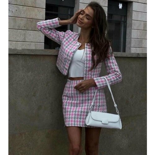 фото Костюм amore, размер 44, белый, розовый